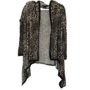 BCBGMAXAZRIA Animal Print Open Cardigan Sweater Size M Soft And Comfy Waterfall